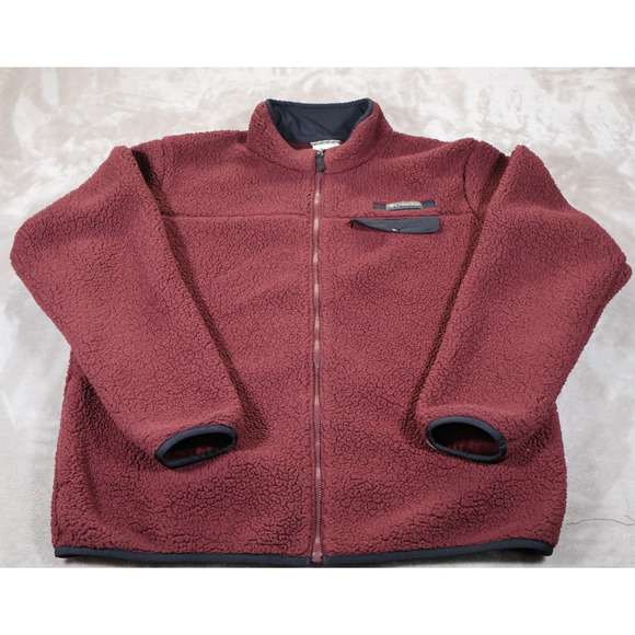 Columbia Other - Columbia Fleece Jacket Mens Large Maroon Full Zip Sherpa Outdoor Warm AM0440